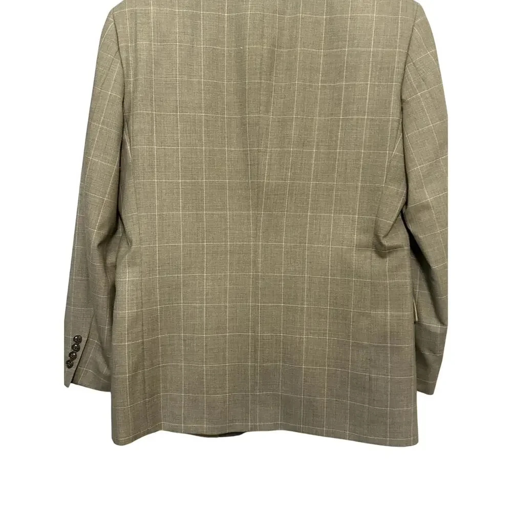 Evan Picone Suit Coat Window Pane Print Long Sleeves 3-Button Light Brown M 44R